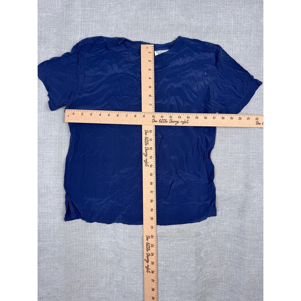 Blassport & Christie & Jill Blouse Womens M Navy Blue Silk Short Sleeve 2 Pack - Picture 2 of 12